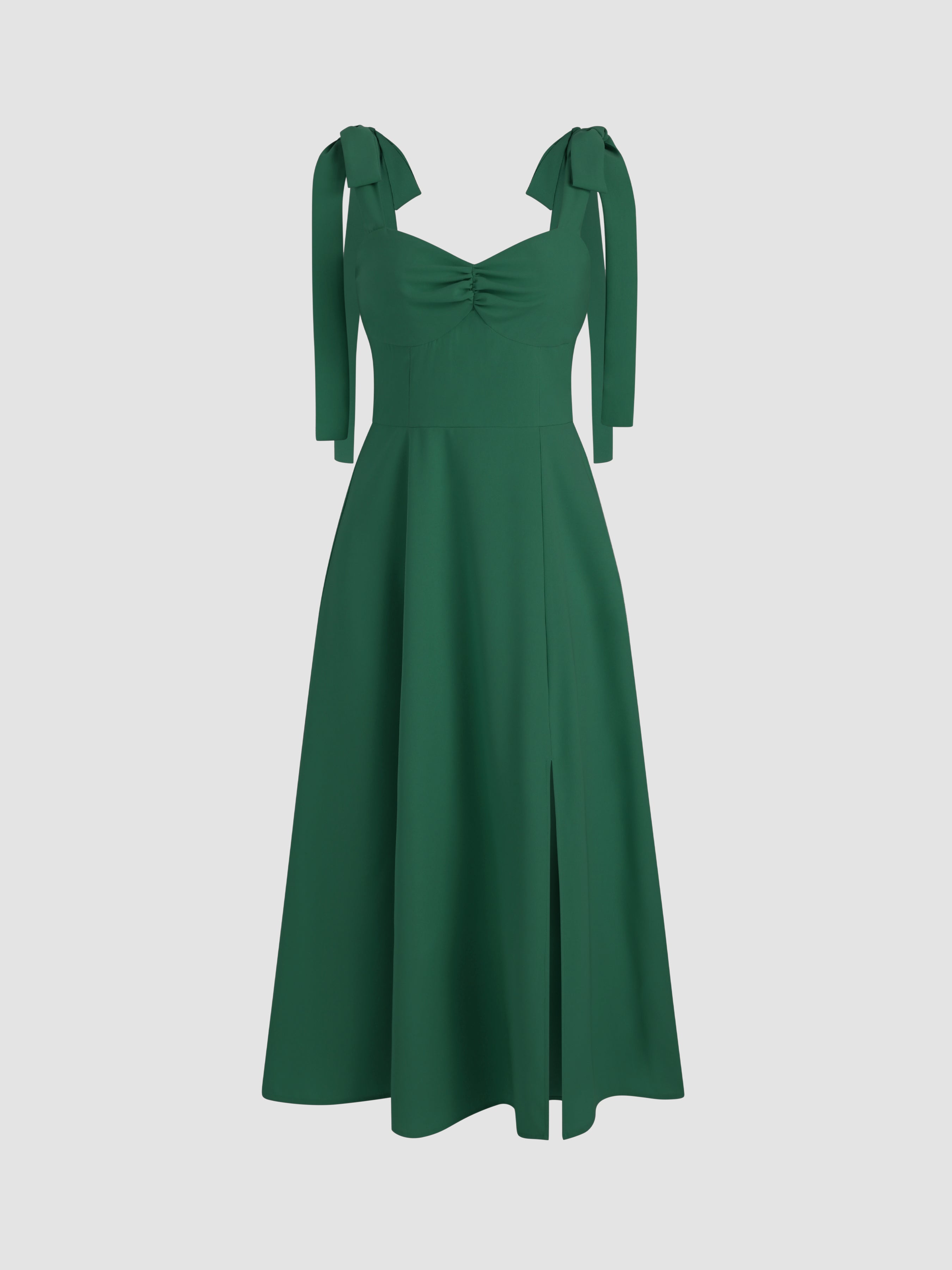 Solid Bowknot Corset Midi Dress