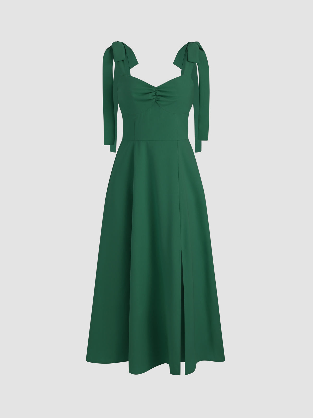 Solid Bowknot Corset Midi Dress