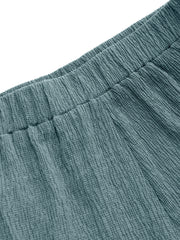 Solid Texture Elastic Waist Trousers