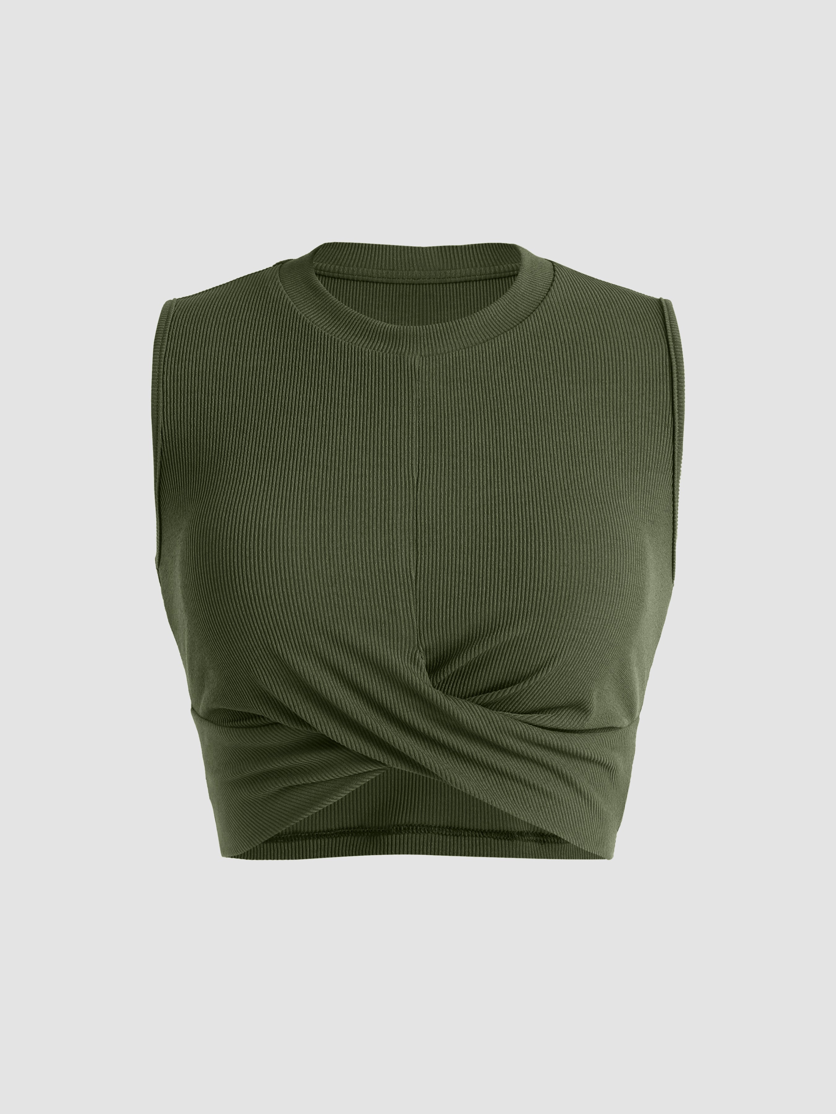 Solid Crewneck Crop Tank Top