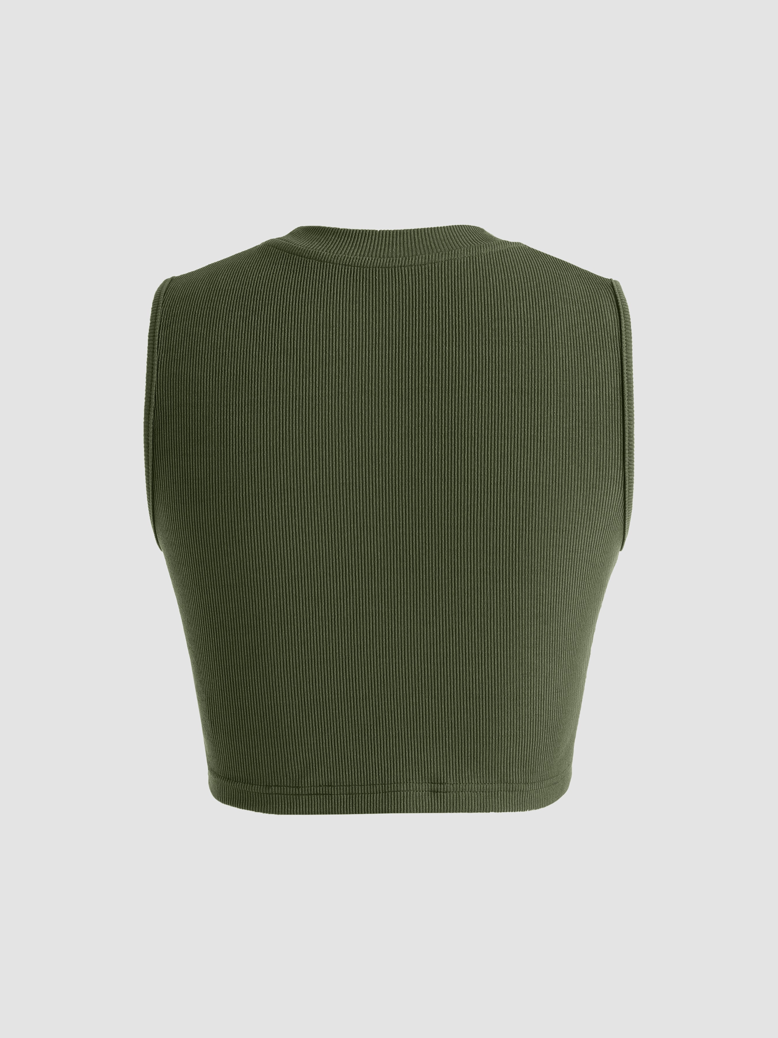 Solid Crewneck Crop Tank Top