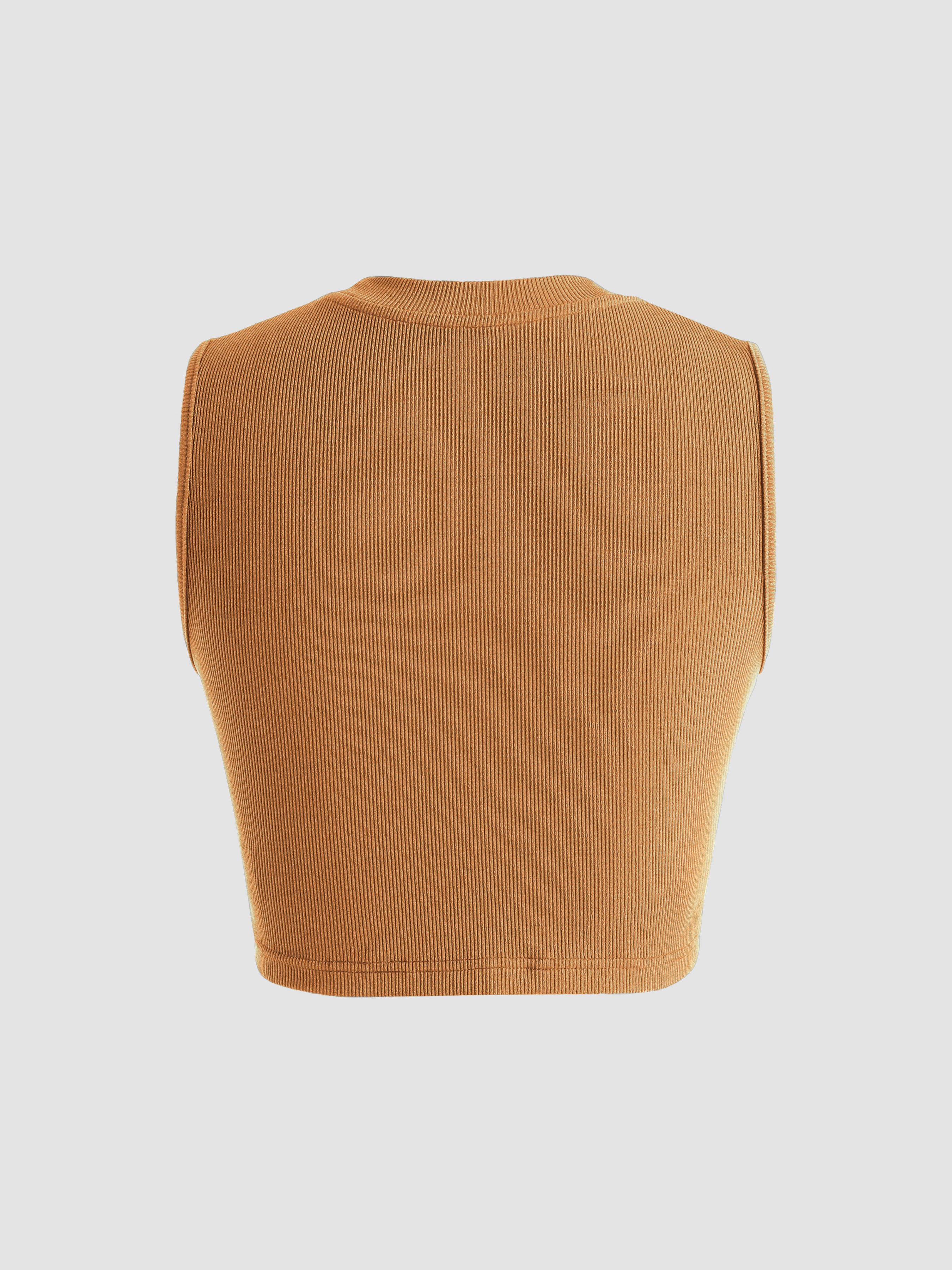 Solid Crewneck Crop Tank Top