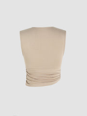 Solid Ruched Crop Tank Top