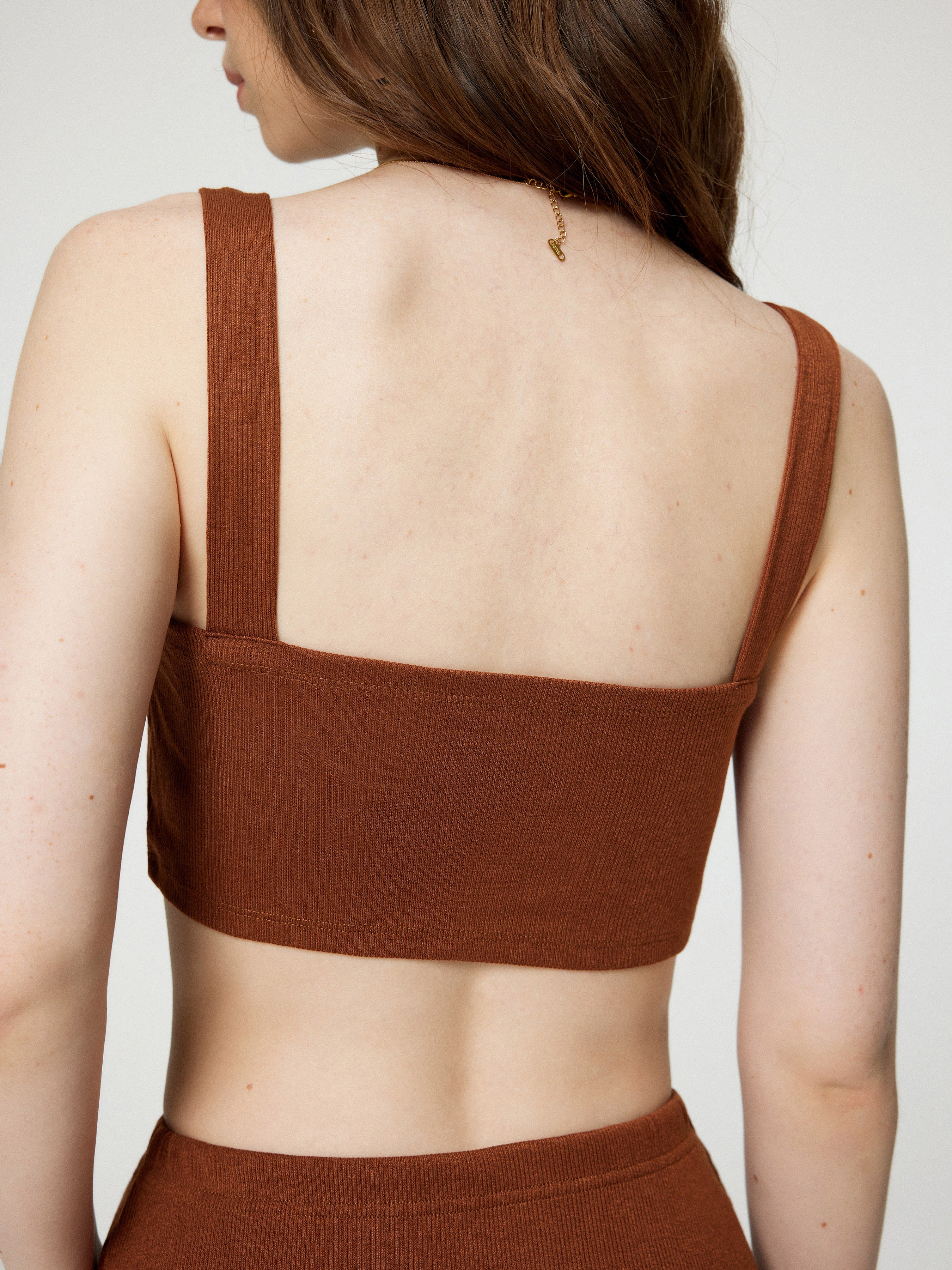 Solid Rib Crop Tank Top & Slit Skirt Set