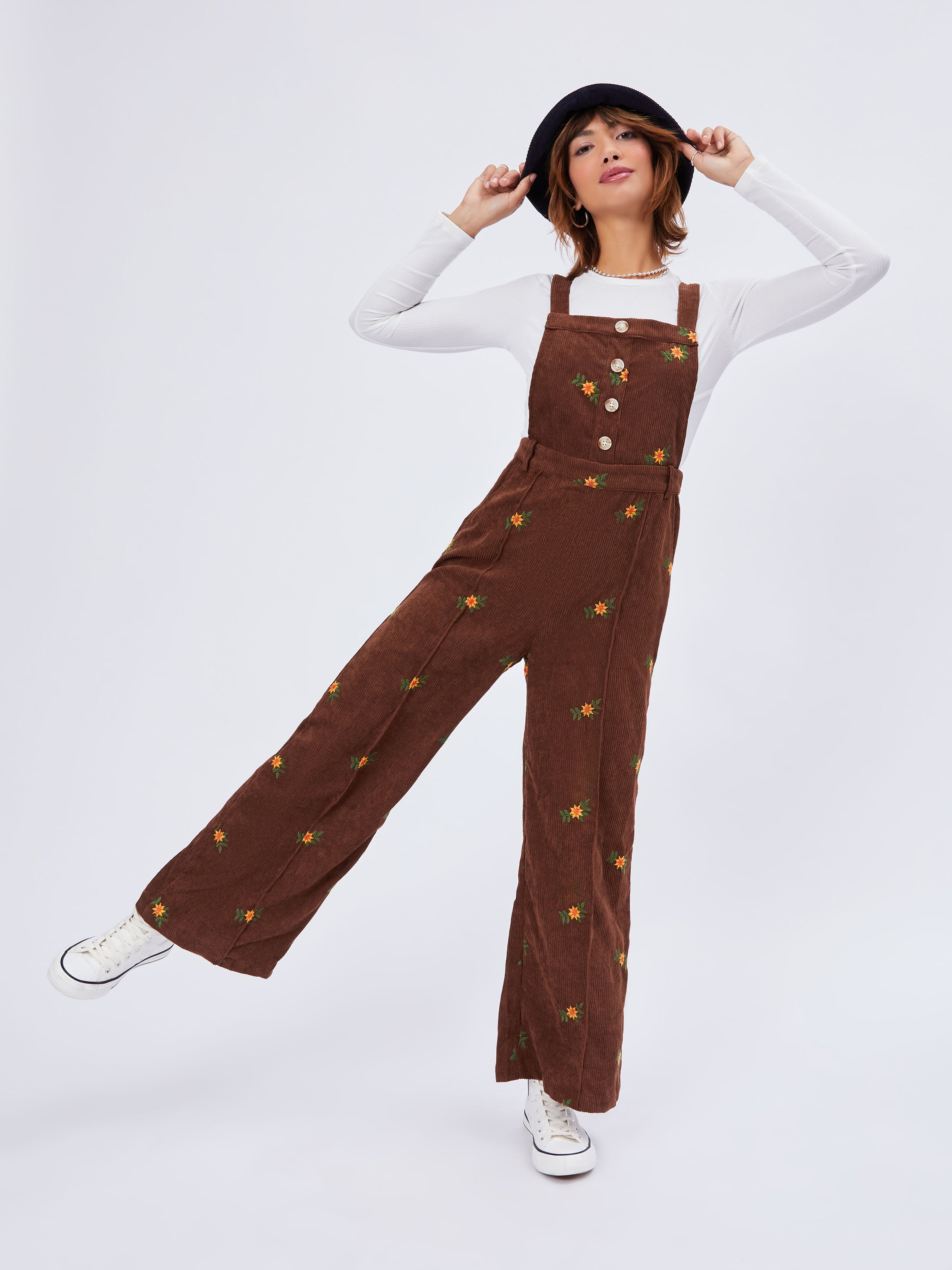 Ditsy Floral Corduroy Jumpsuit
