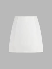 High Waist Zip Up Split Mini Skirt