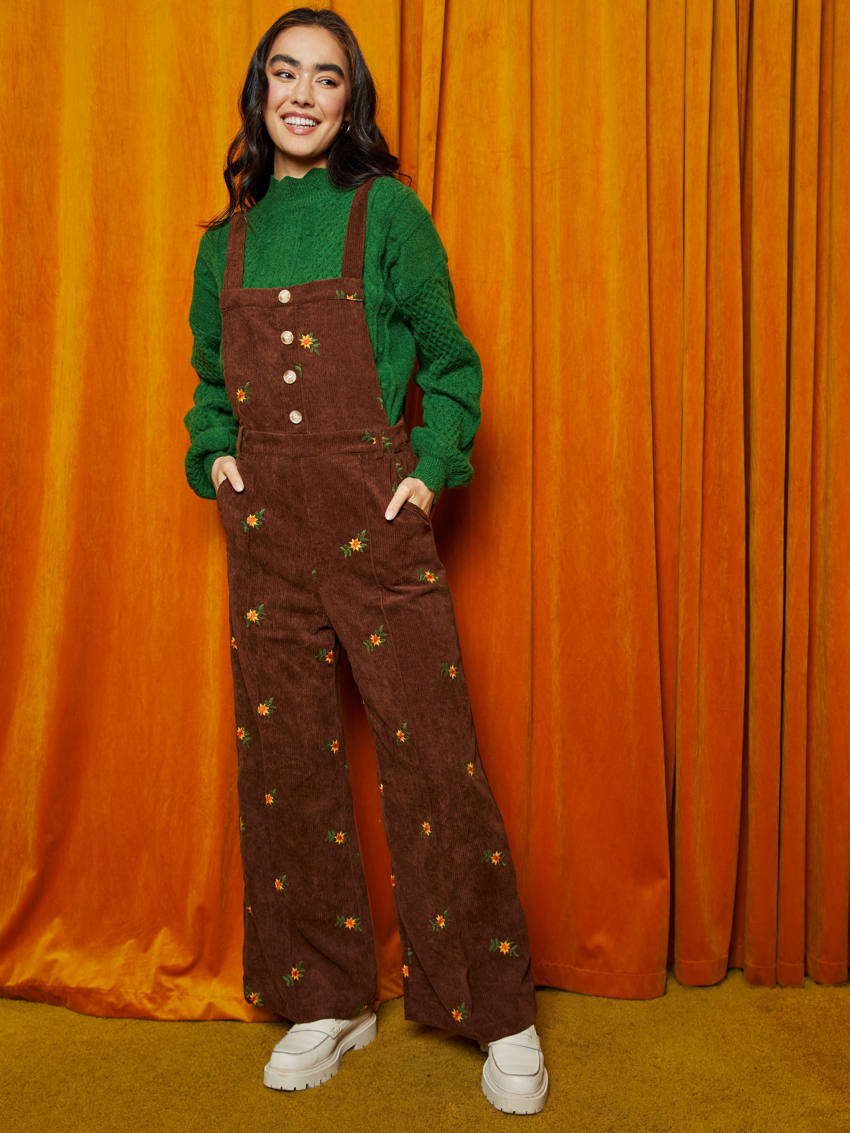 Ditsy Floral Corduroy Jumpsuit