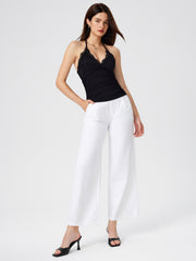 Halter Neckline Solid Backless Crop Top