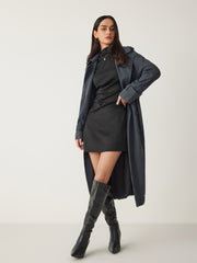 Turtleneck Sleeveless Ruched Mini Dress