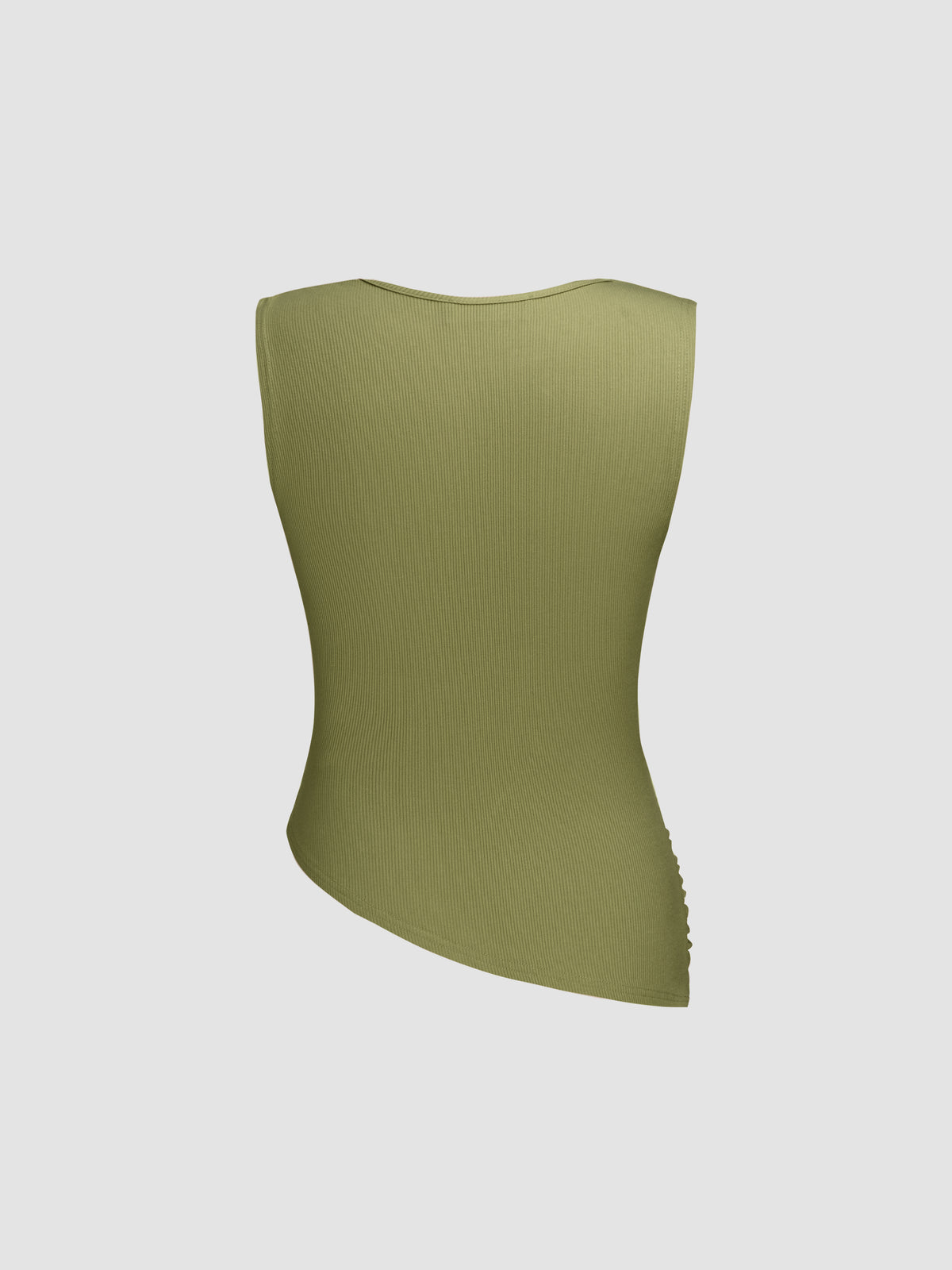 Cowl Neck Solid Ruched Crop Tank Top