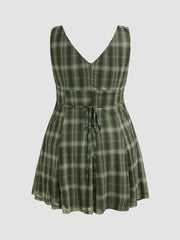 V-neck Check Mini Dress Curve & Plus