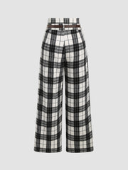 Belted High Rise Houndstooth Trouser