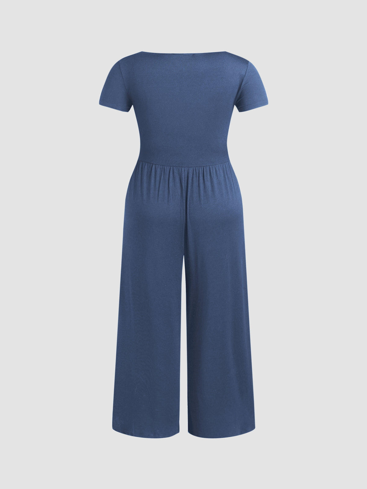 Scoop Neckline Short Sleeve Wide Leg Jumpsuit Curve & Plus