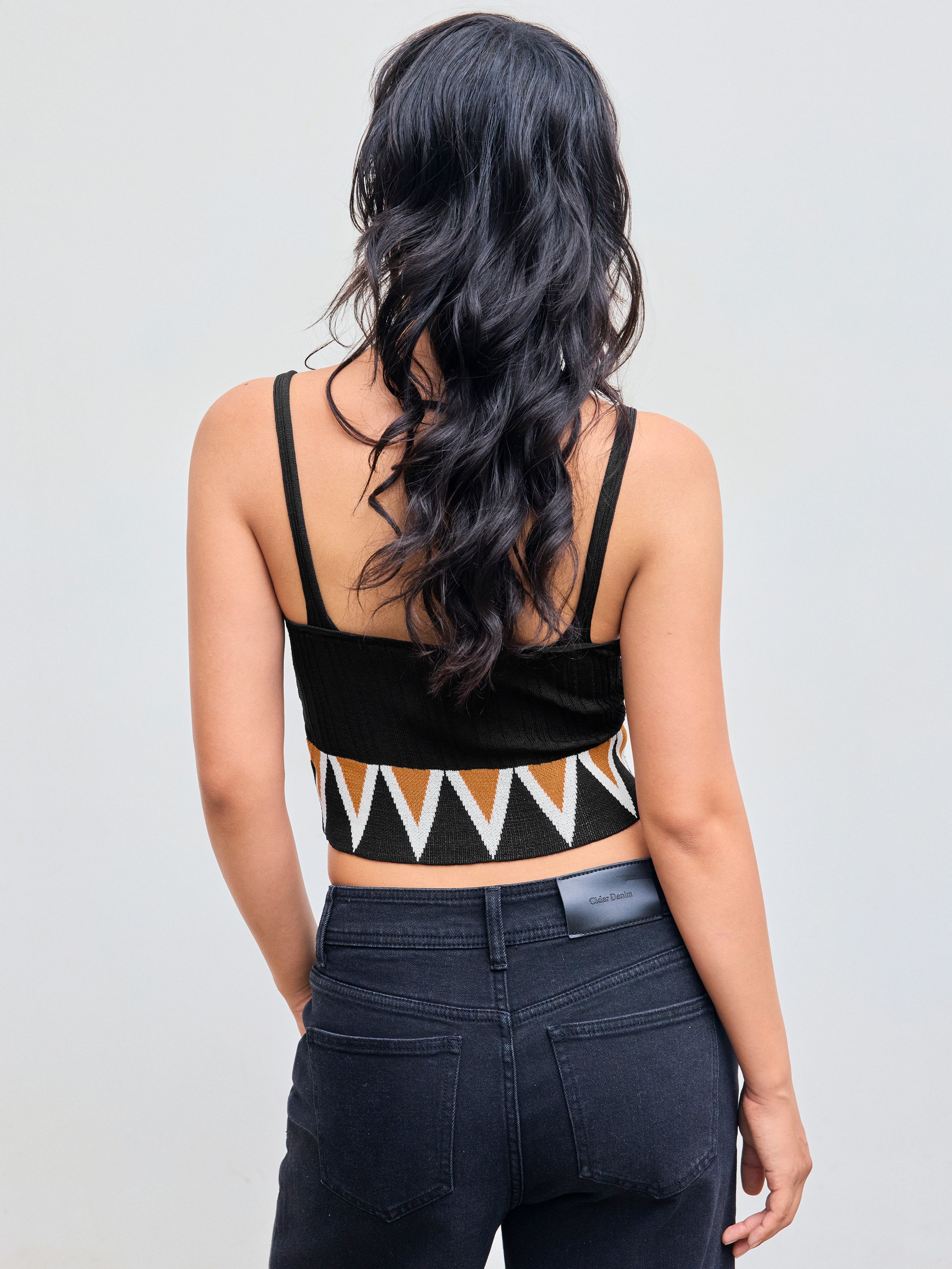 Boho Print Knit Crop Tank Top