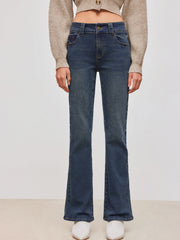 High Stretch  Denim Low Rise Solid Pocket Bootcut Jeans