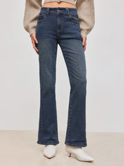 High Stretch  Denim Low Rise Solid Pocket Bootcut Jeans