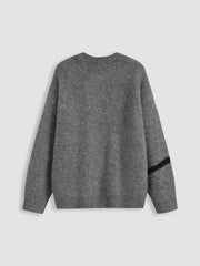 Knit Round Neckline Bowknot Oversized Sweater