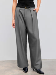 Belted Mid Rise Straight Leg Trouser