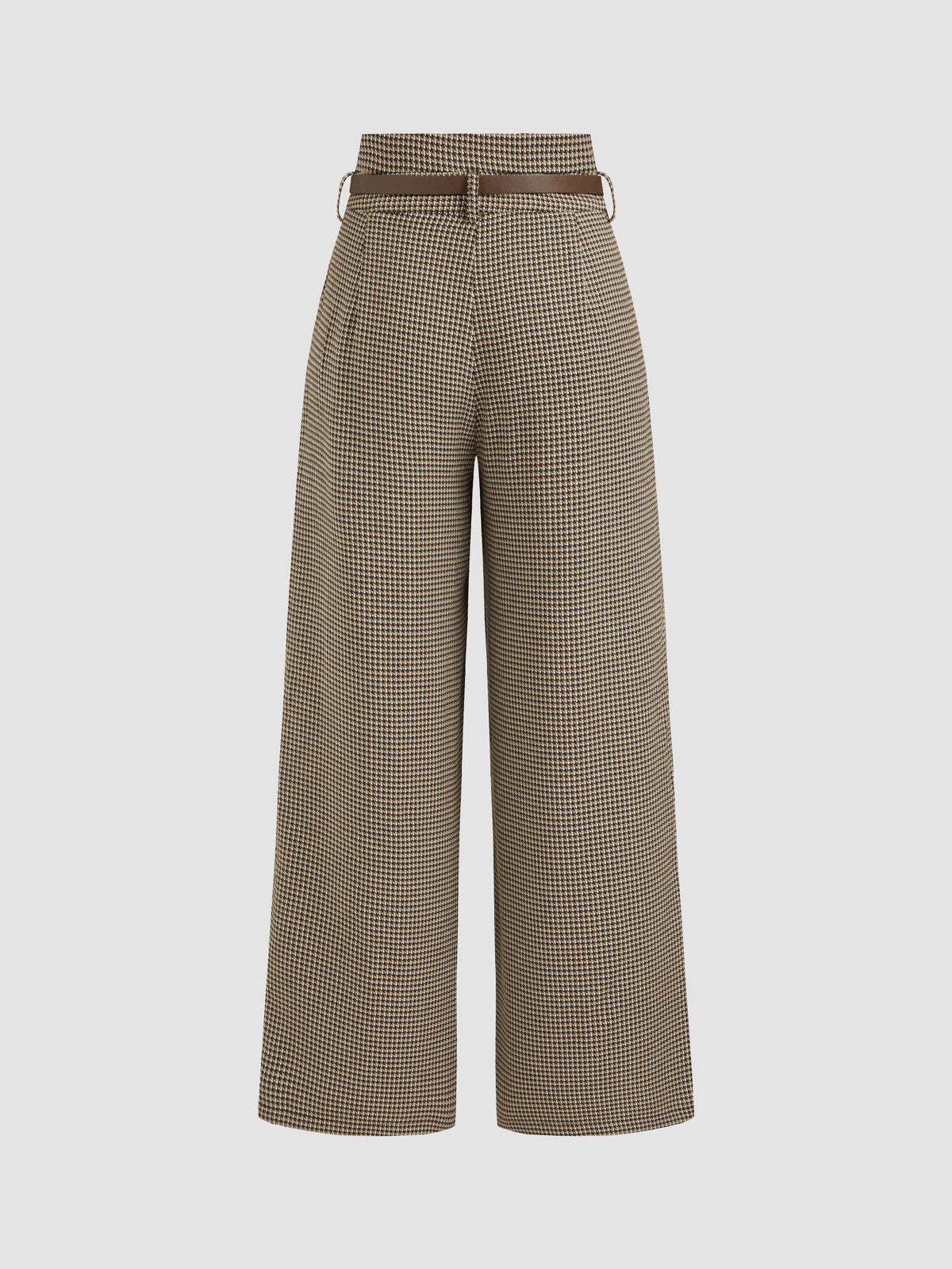 Belted High Rise Houndstooth Trouser