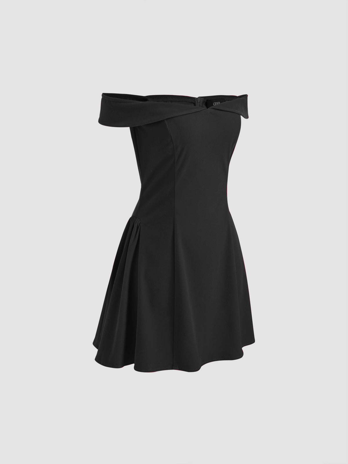 Velvet Off-shoulder Solid Zipper Mini Dress