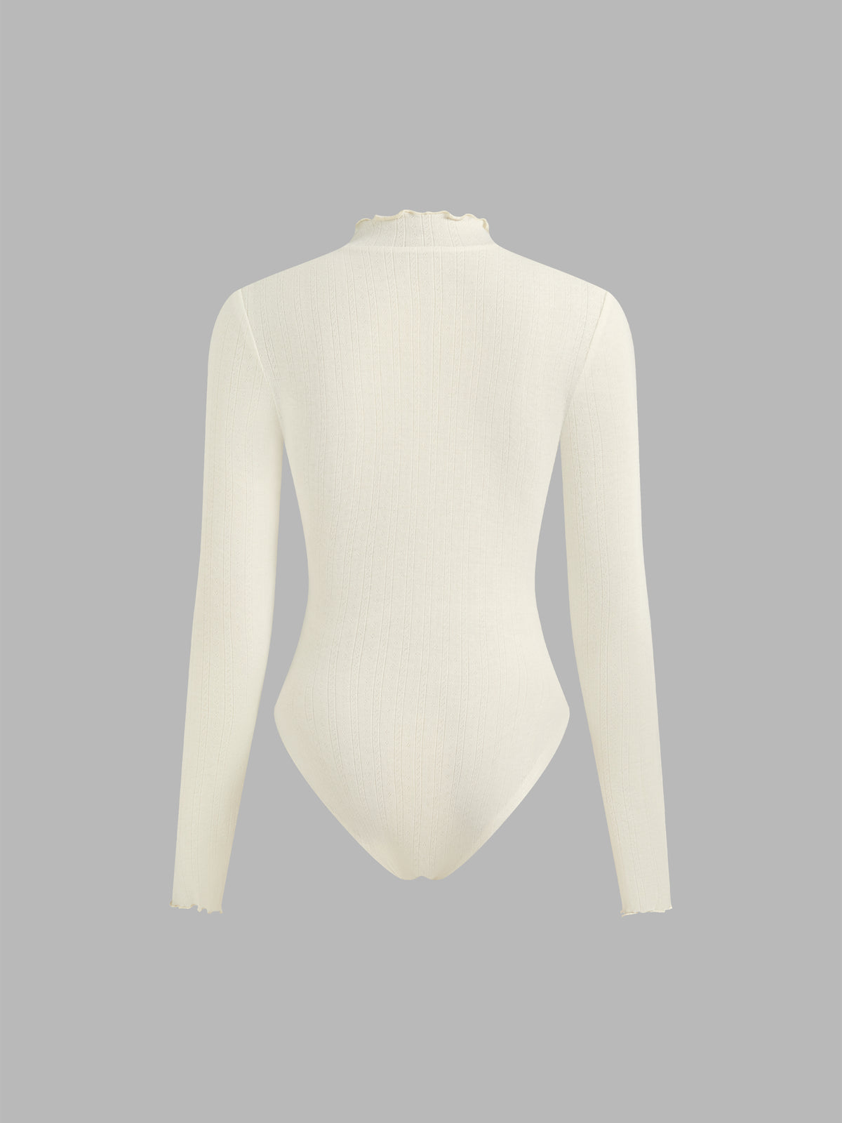 High Neck Solid Lettuce Trim Bodysuit
