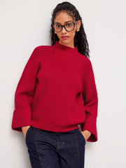 Knit Round Neck Roll Up Sweater