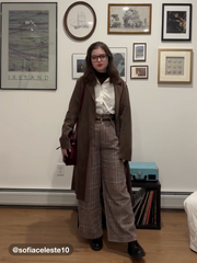 Belted High Rise Houndstooth Trouser