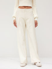 Low Rise Tie Back Pleated Wide Leg Jeans