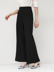 Petite Solid High Waist Knitted Wide Leg Trousers