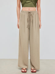 Drawstring Pull-On Wide Leg Pant