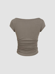 Boat Neck Ruched Tee