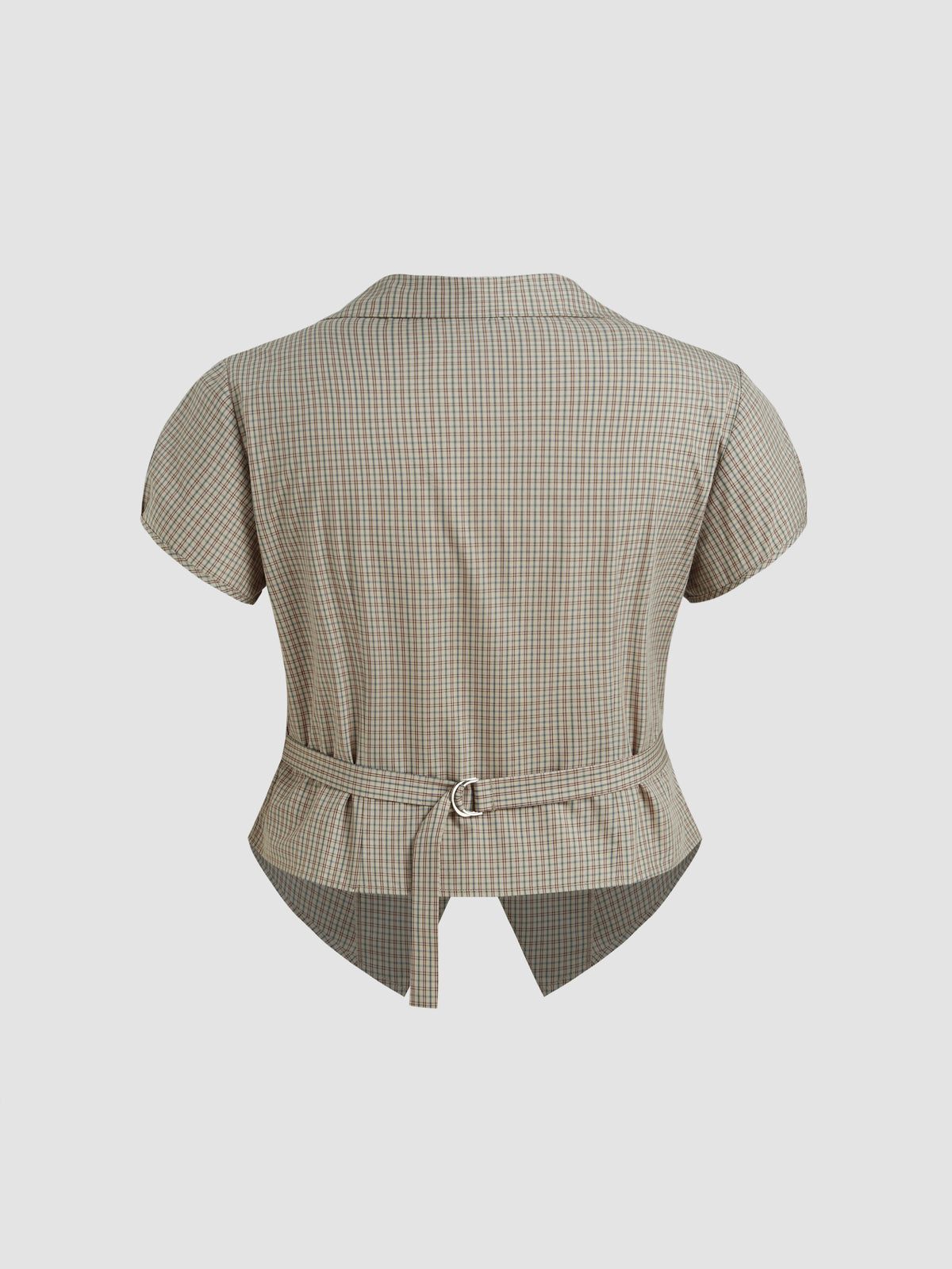 100% Cotton Tartan Split Ruched Shirt Curve & Plus