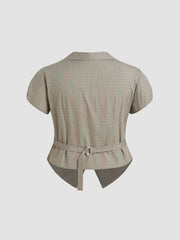 100% Cotton Tartan Split Ruched Shirt Curve & Plus