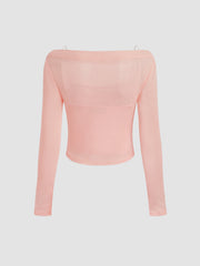 Boat Neck Long Sleeve Two-piece Top