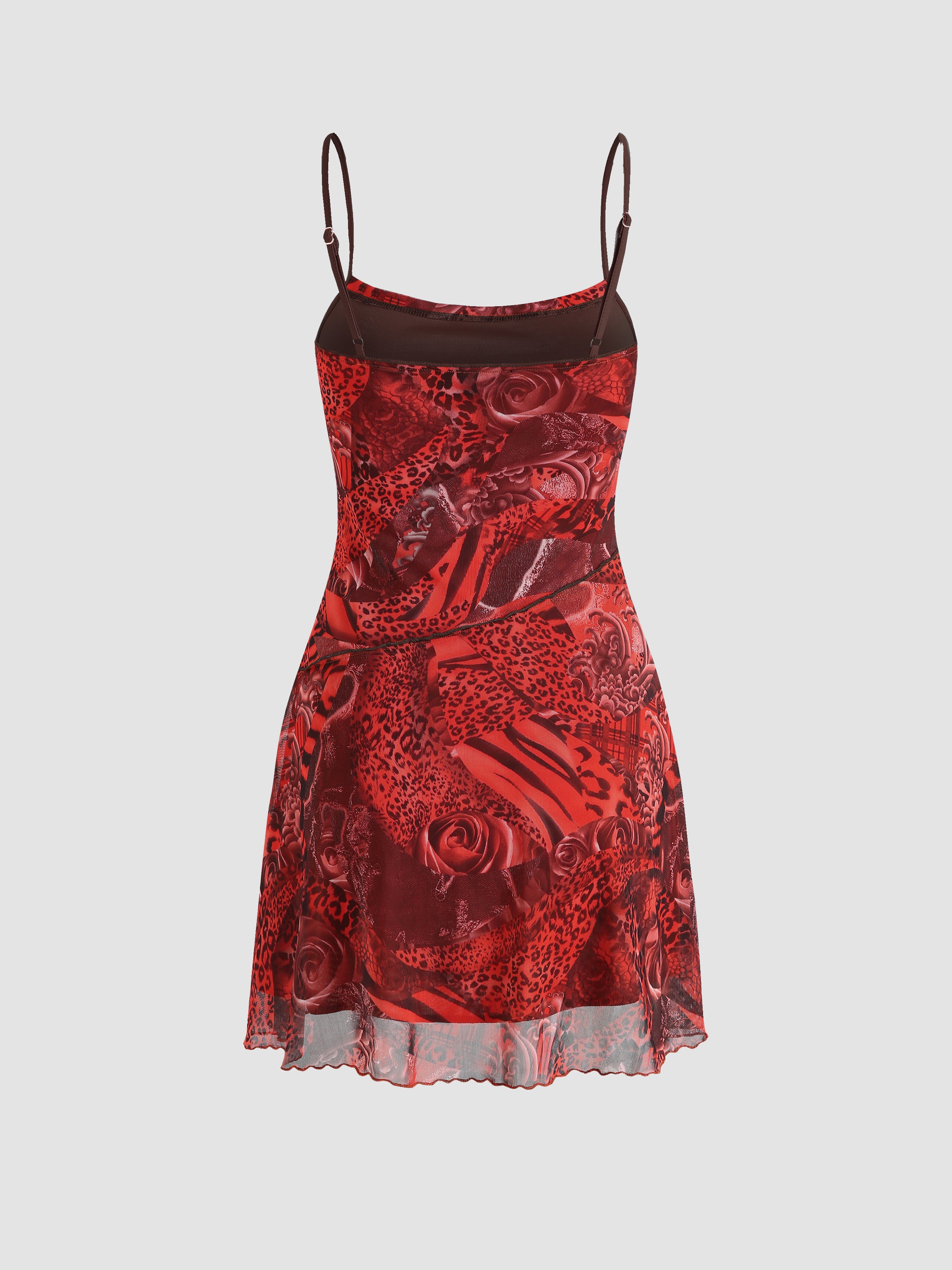 Floral & Leaf Print Mini Dress