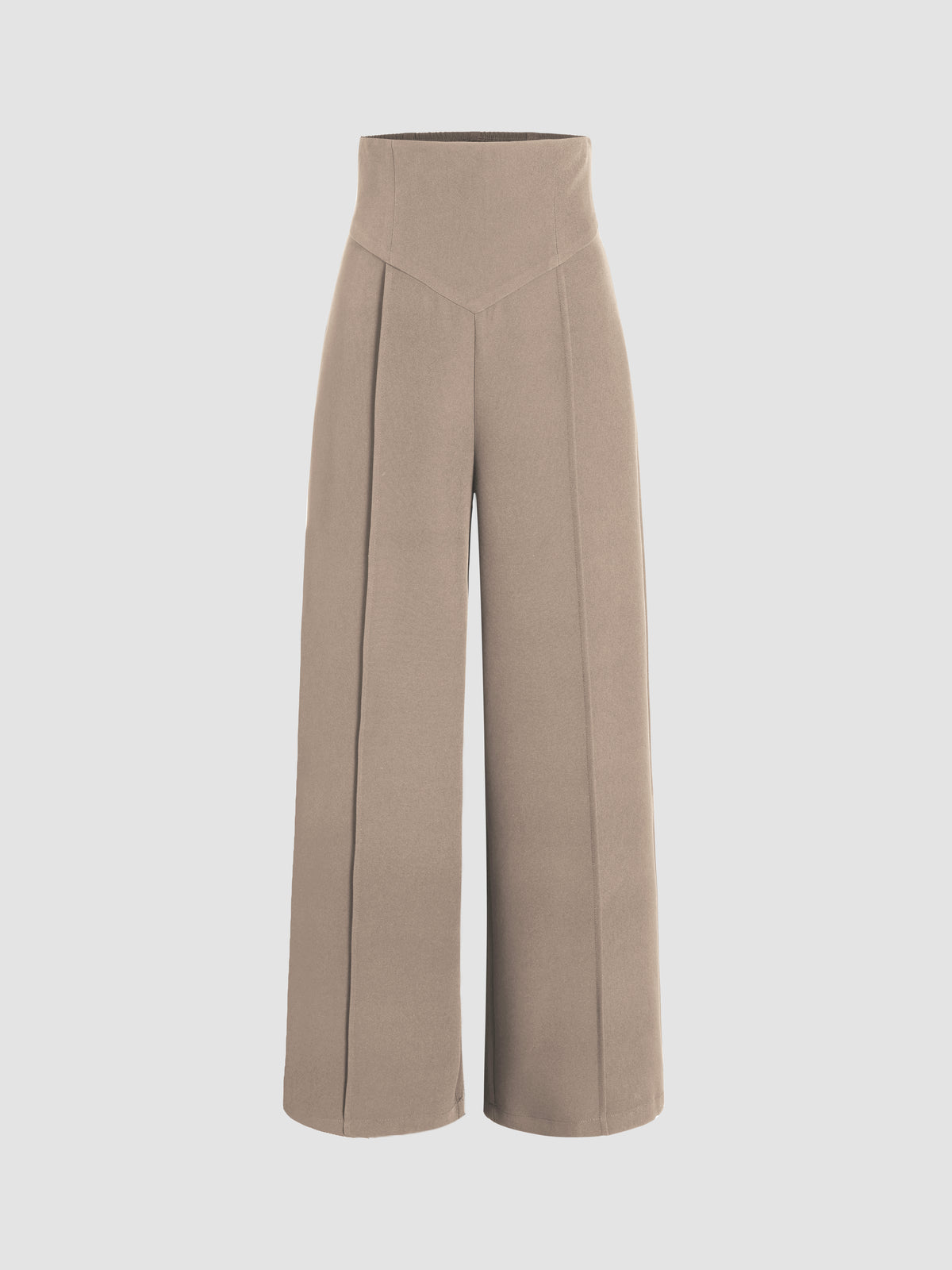 Petite Solid High Waist Knitted Wide Leg Trousers
