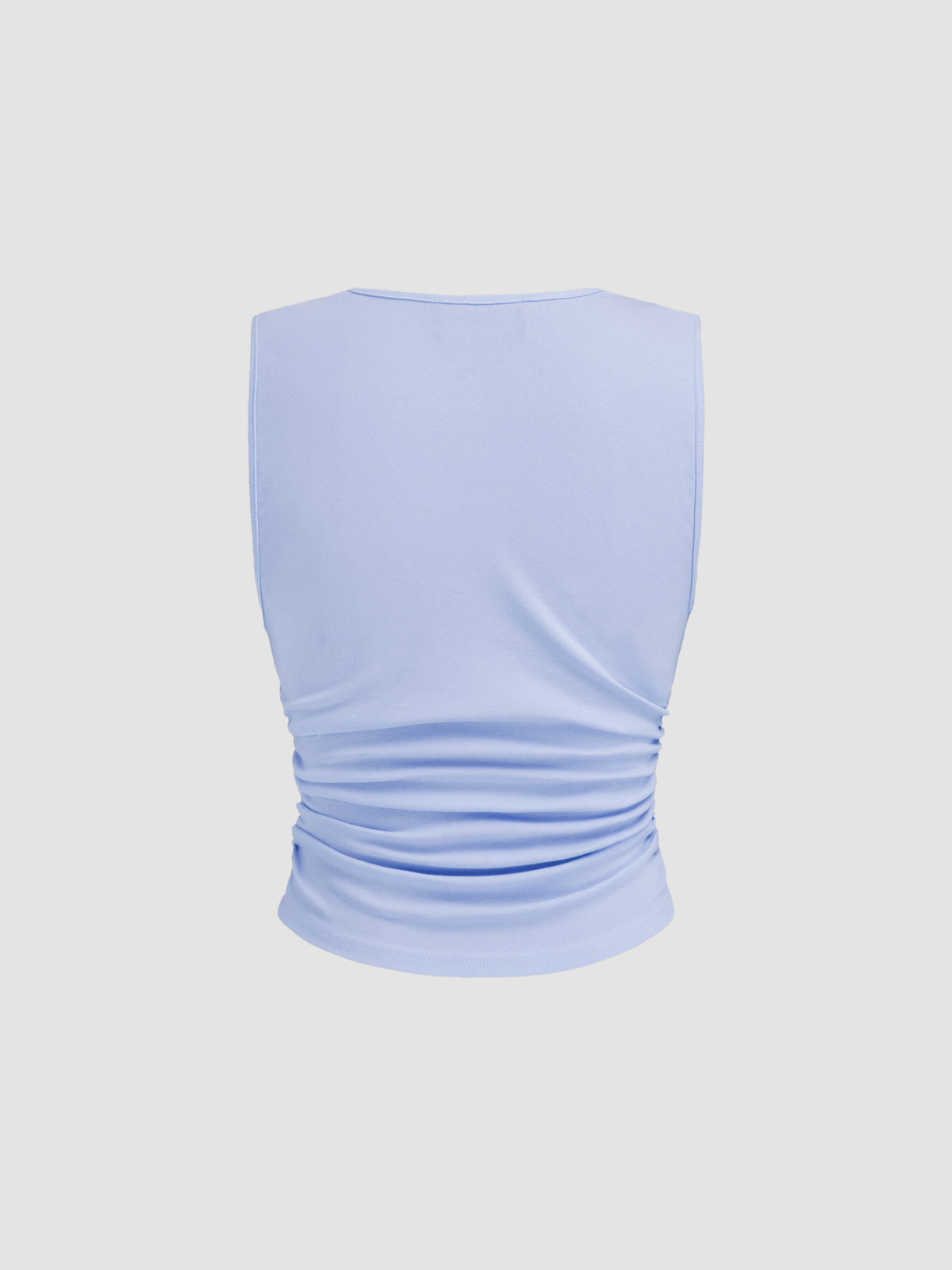 Cotton-blend V-neck Ruched Tank Top