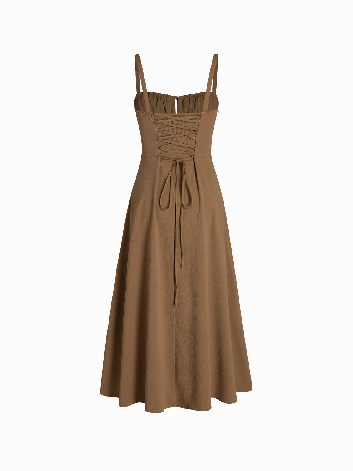 Square Neck Bowknot Corset Ruffle Split Cami Maxi Dress