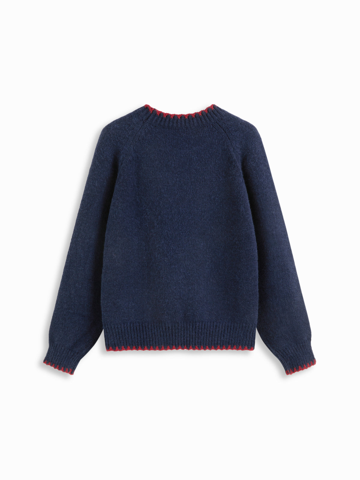 Knit Round Neck Contrasting Binding Oversized Long Sleeve Sweater