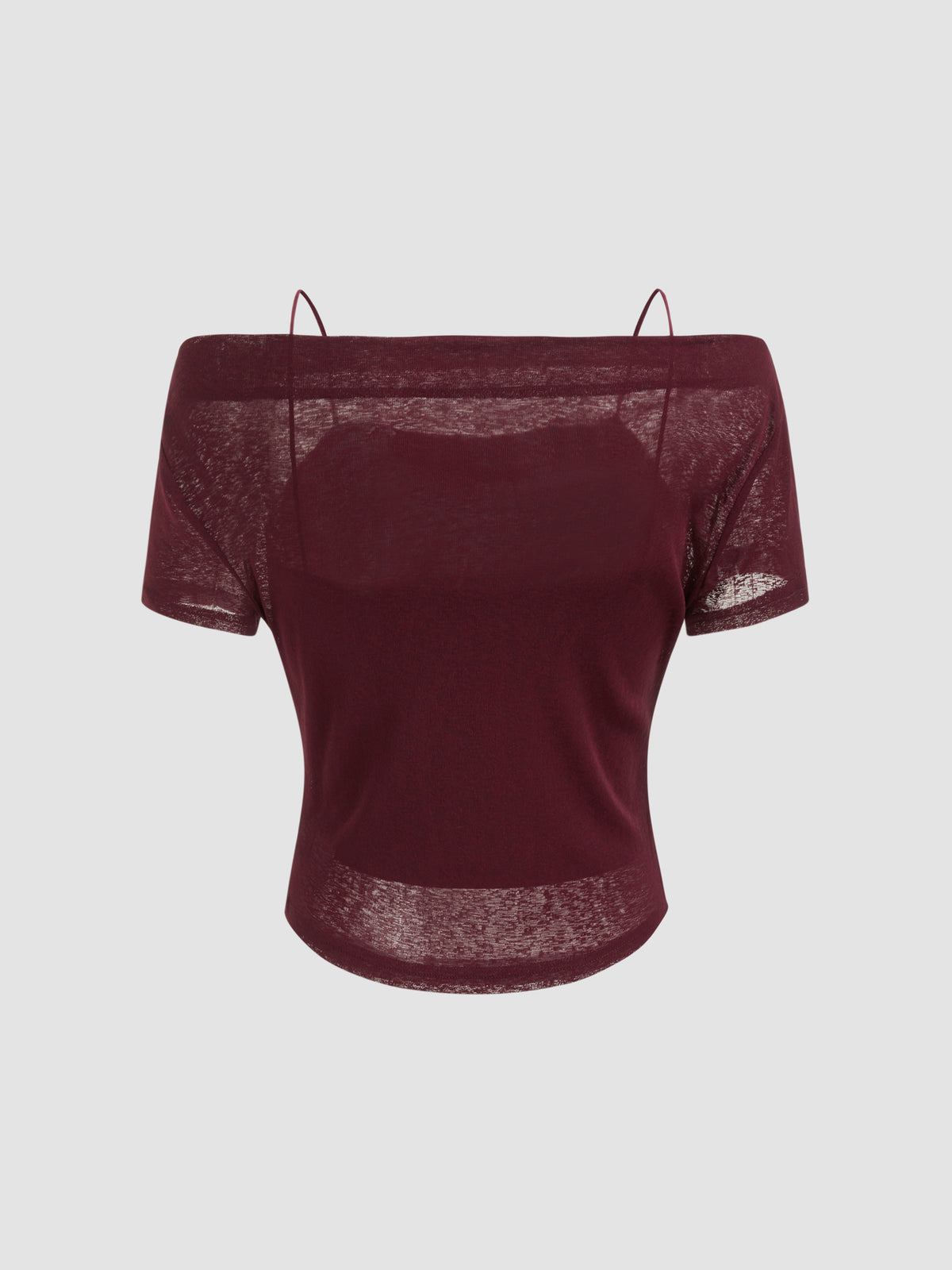 Off-shoulder Ruched Short Sleeve Tee & Cami Top