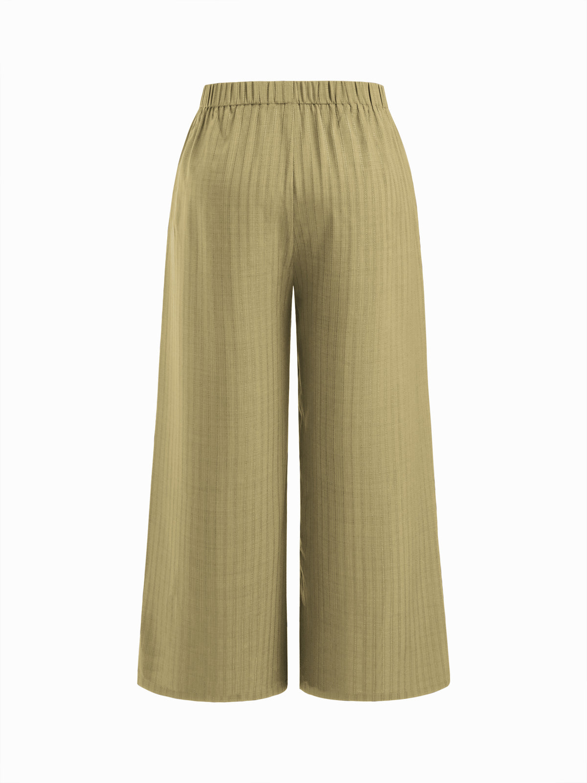 Mid Rise Texture Elastic Waist Straight Leg Trousers Curve & Plus