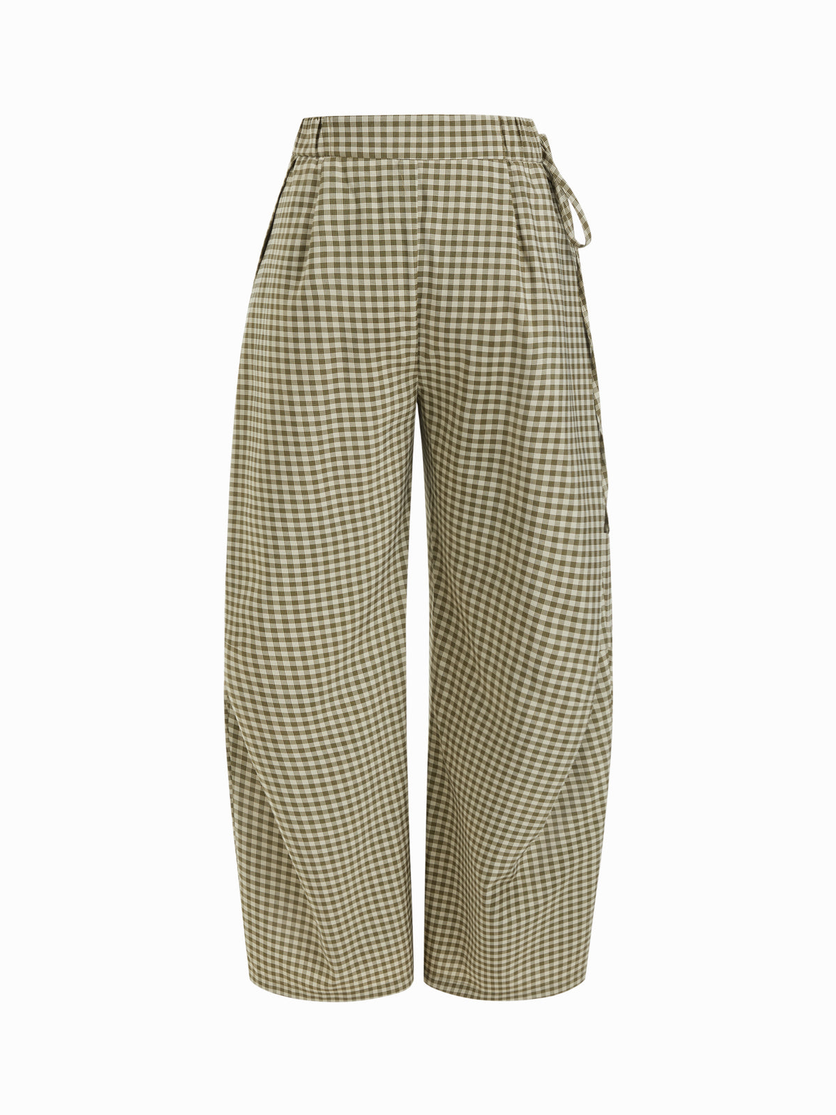 Cotton-blend Low Rise Tie Side Barrel-leg Trousers