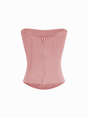 Bandeau Curve Hem Zip Through Tummy Control Corset Shapewear