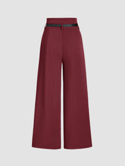 Belted High Waisted Pleated Trousers