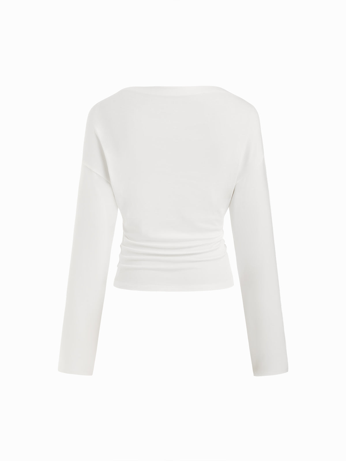 Boat Neck Batwing Sleeve Ruched Cinched Waist Top